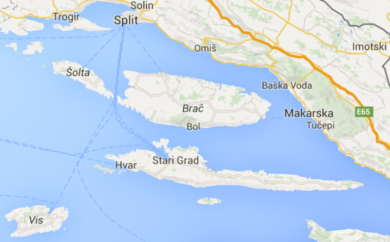 Map on Central Dalmatian Islands