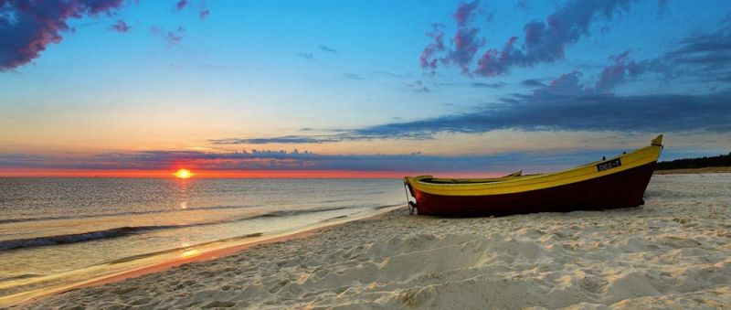 Sunset, boat and beach – Istrian Peninsula, Croatia